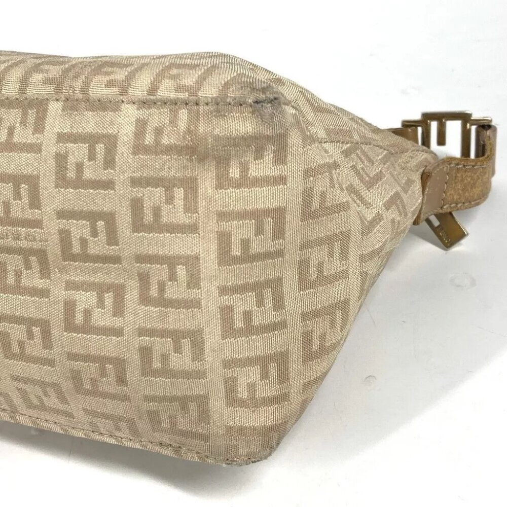 FENDI Zucchino Zucca logo bag Shoulder Bag Leather/Canvas Beige - Picture 12 of 14